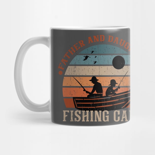 Daughter and Father Fishing design retro vintage sunset fishing club camp by SpaceWiz95